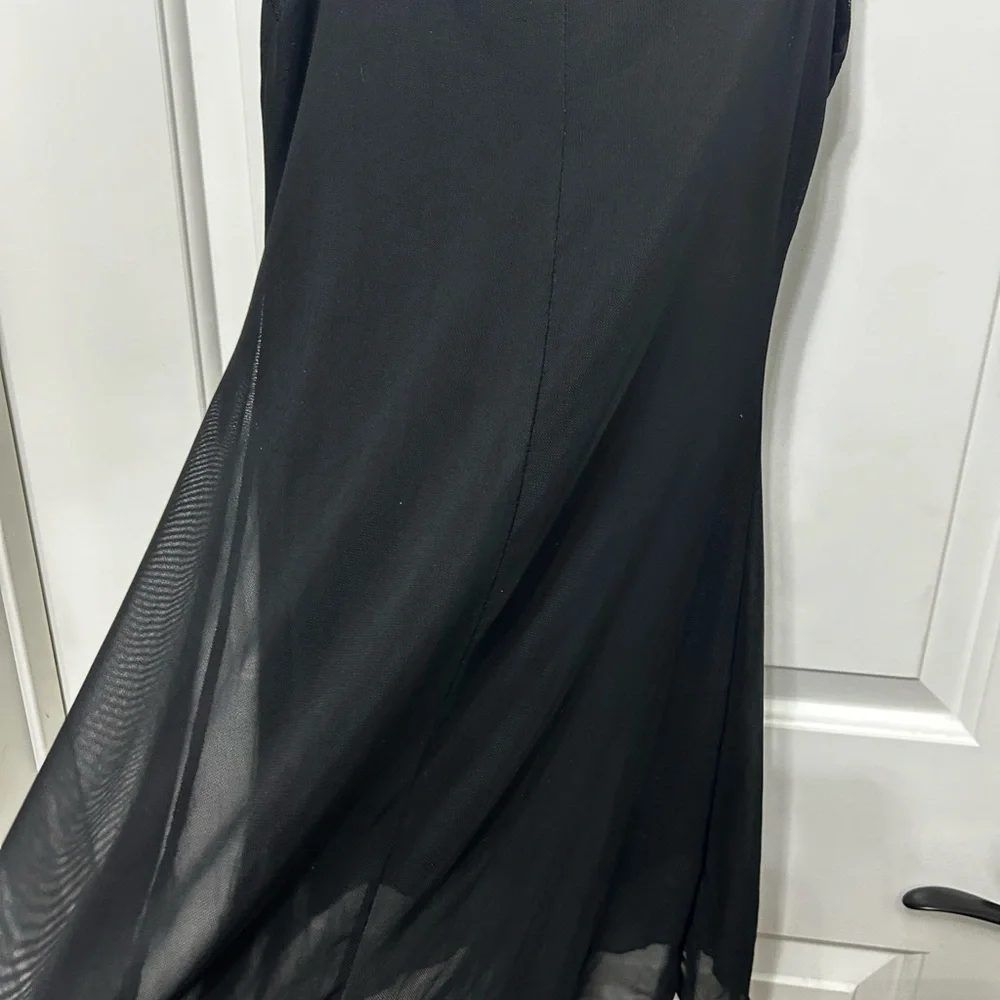 See You Monday XS black slip mini dress sheer mesh lined spaghetti straps LBD s - Picture 6 of 6